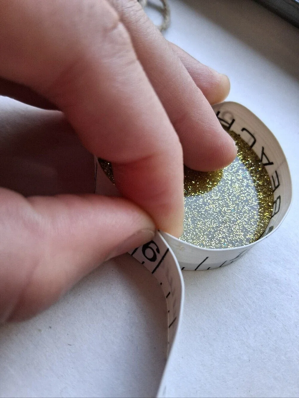 Hand Crafted Gold Glitter Round Hanging Ornament